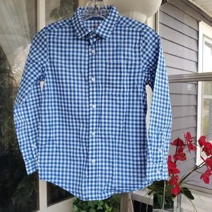 New With Tag Boys Cat&Jack Blue Gingham Checked Longsleeved Shirt Size M 8/10